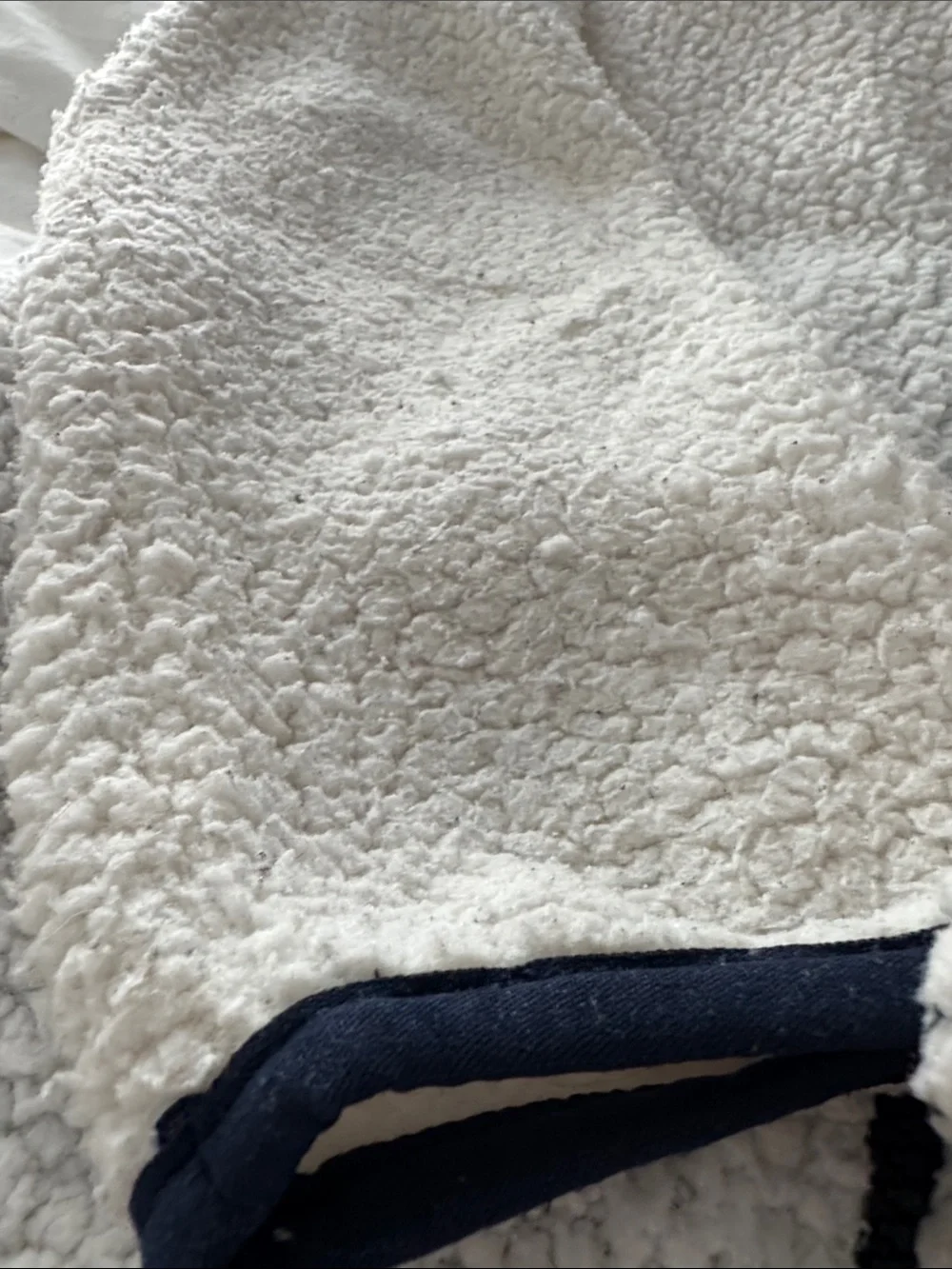 GAP Cream Sherpa Jacket with Navy Chest Pocket
